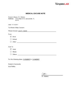 Medical Excuse Note Template For Doctors - GRAPHICOLD