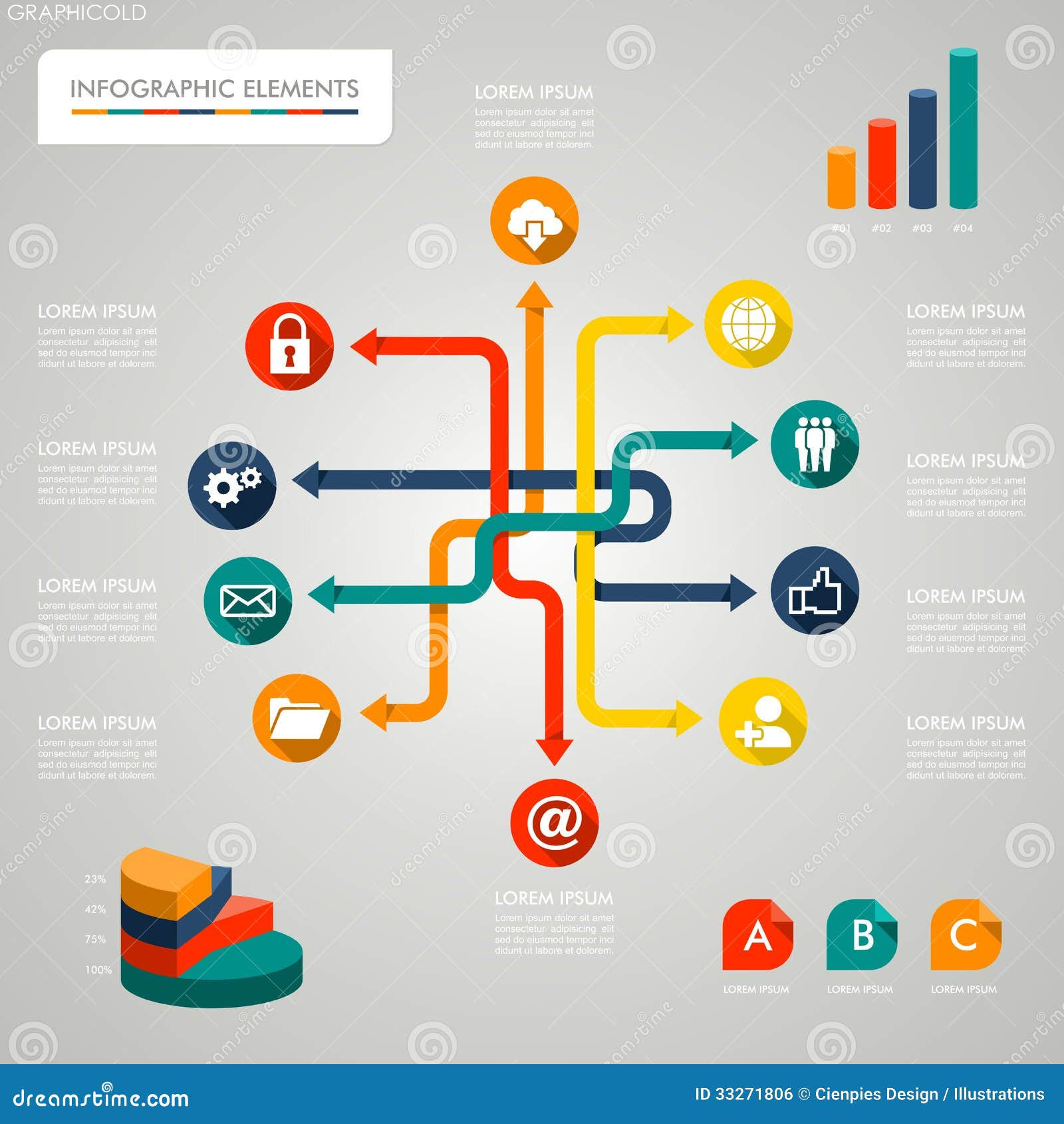 Infographic Diagram Icons Network Illustration Stock Vector