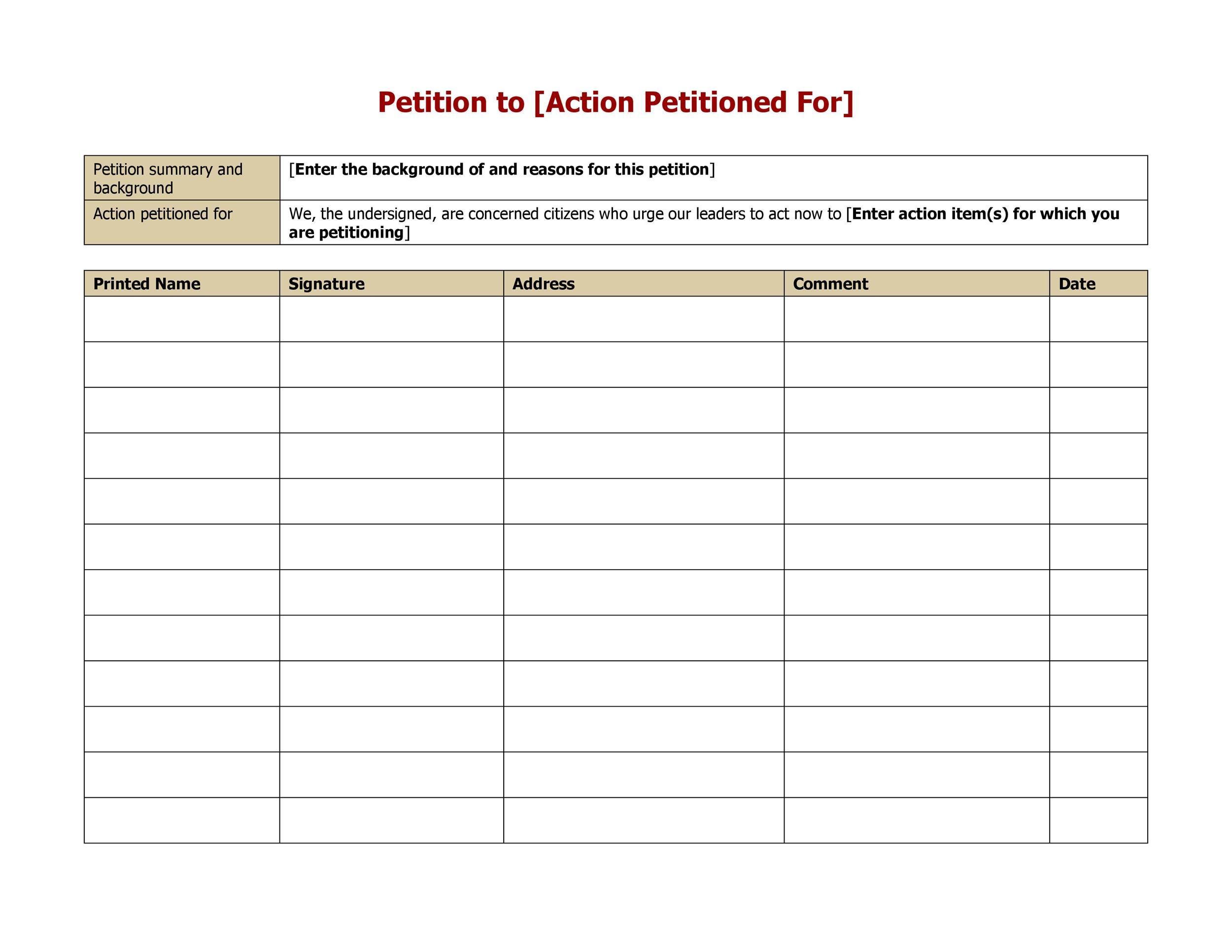 Petition Templates + How To Write Petition Guide
