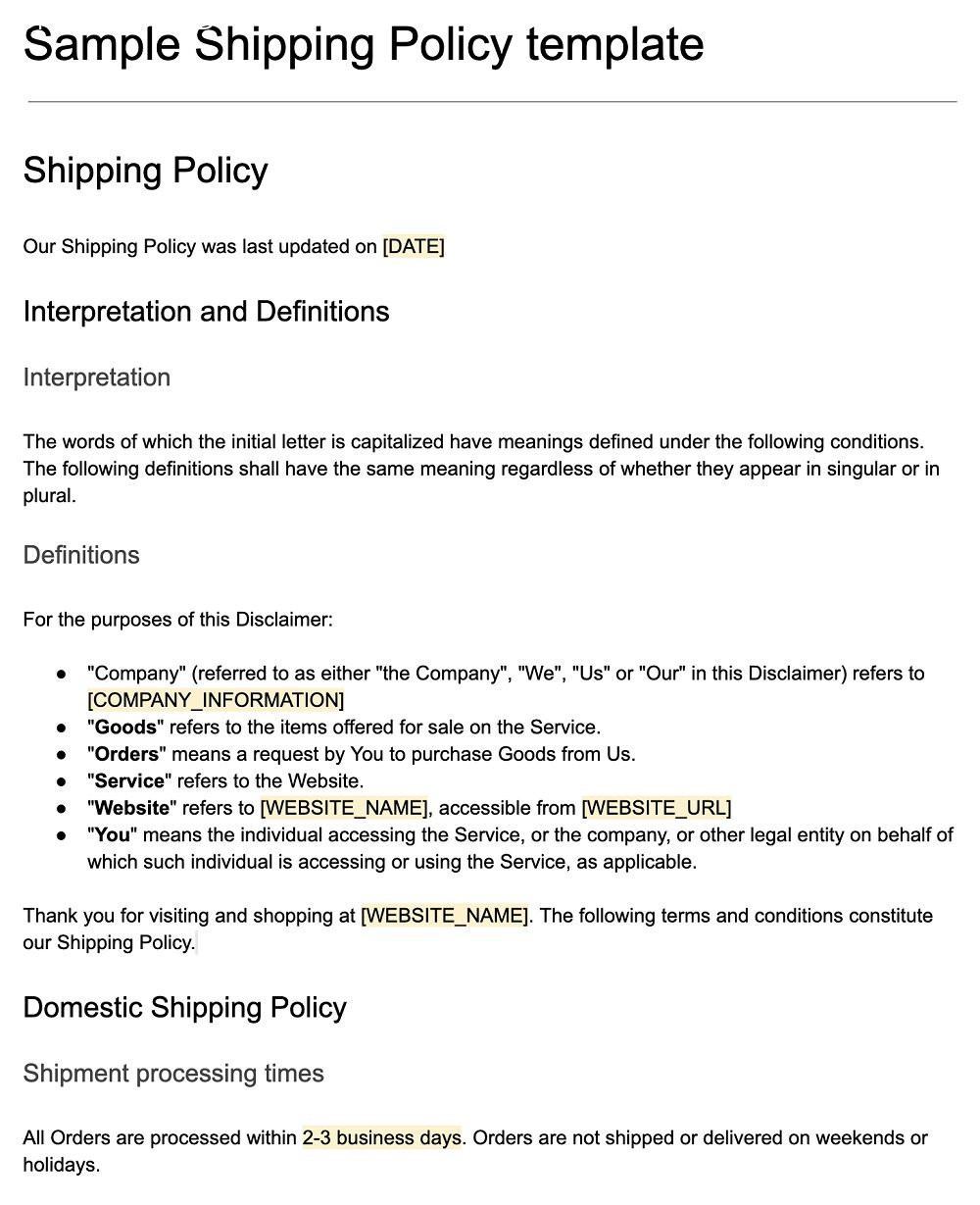 Shipping Policy Template Clear Guidelines For A Smooth Shipping Shipping Policy Template Clear Guidelines For A Smooth Shipping