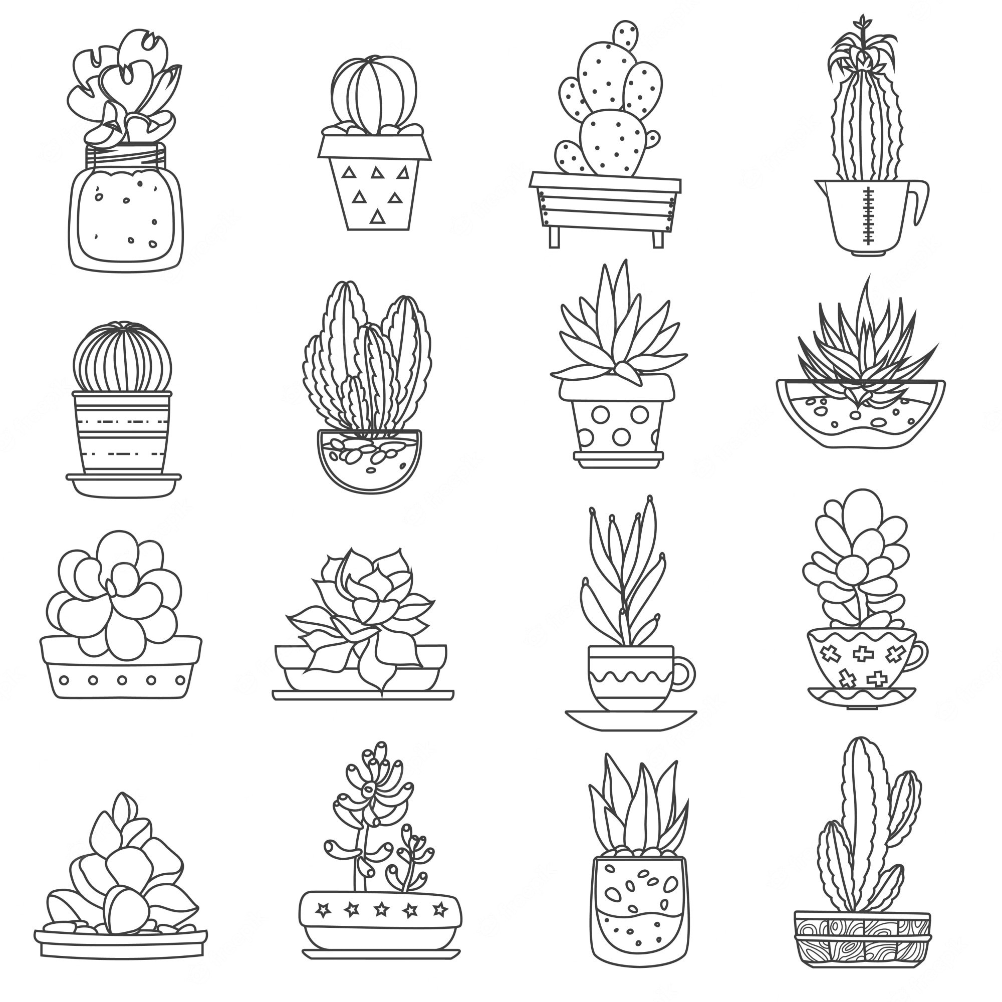 Cactus Line Drawing Images - Free Download on Freepik