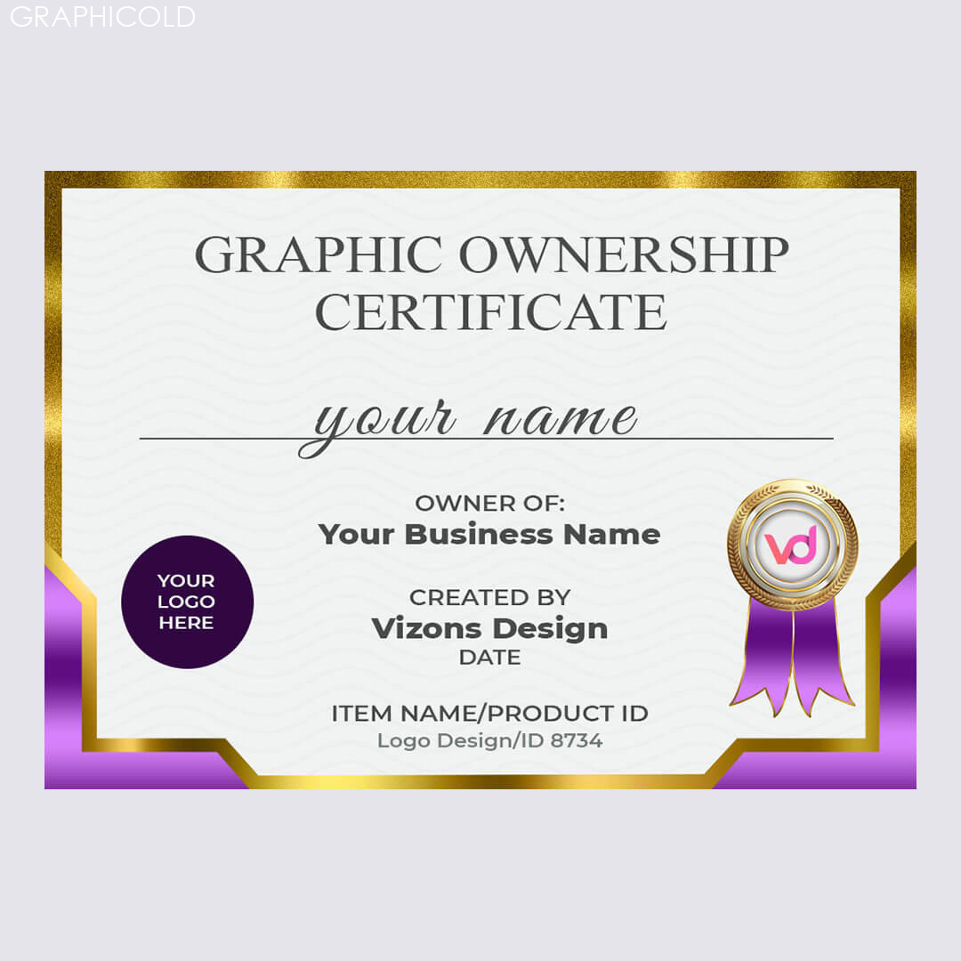 Graphic Design Ownership Certificate Use License  Vizons Design