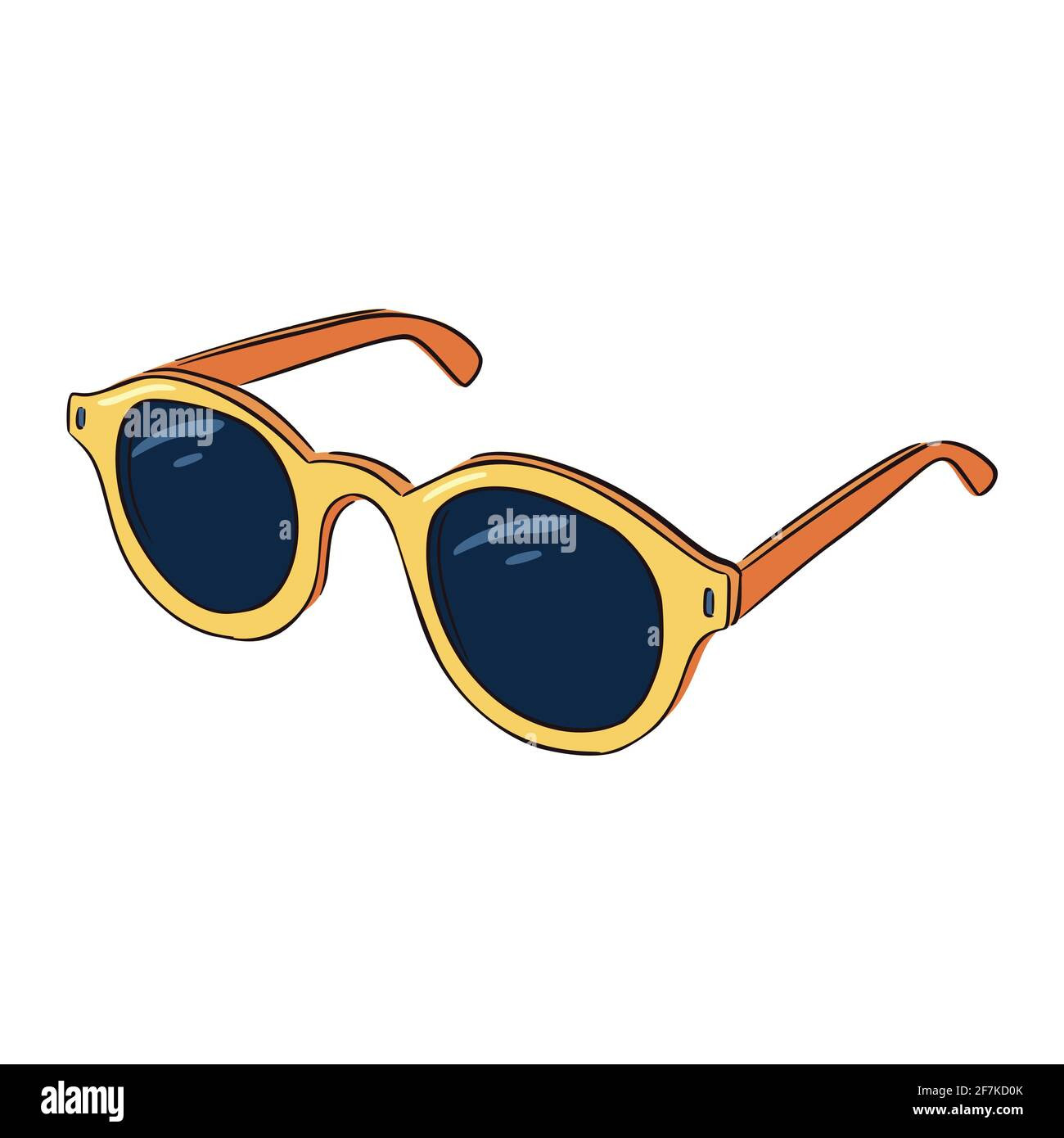 Line drawing colourful sunglasses isolated vector illustration on